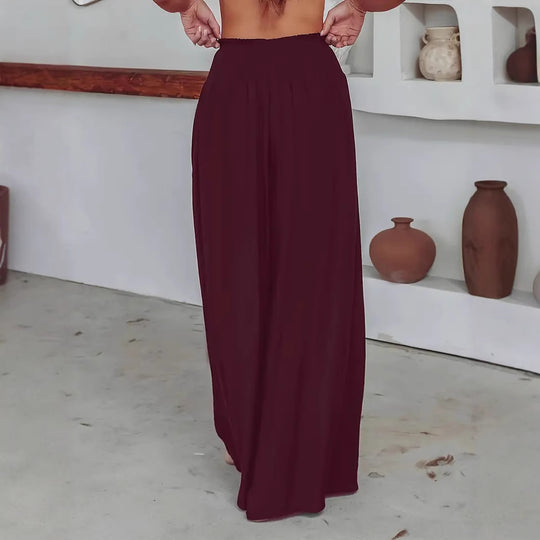 Damen Luftige Palazzo-Hose mit elastischem Bund R&B