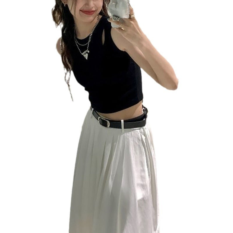 Damen Crop-Top mit elastischem Bund und asymmetrischem Ausschnitt R&B