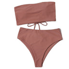 Damen Bandeau-Bikini Set mit hochgeschnittenem Slip R&B