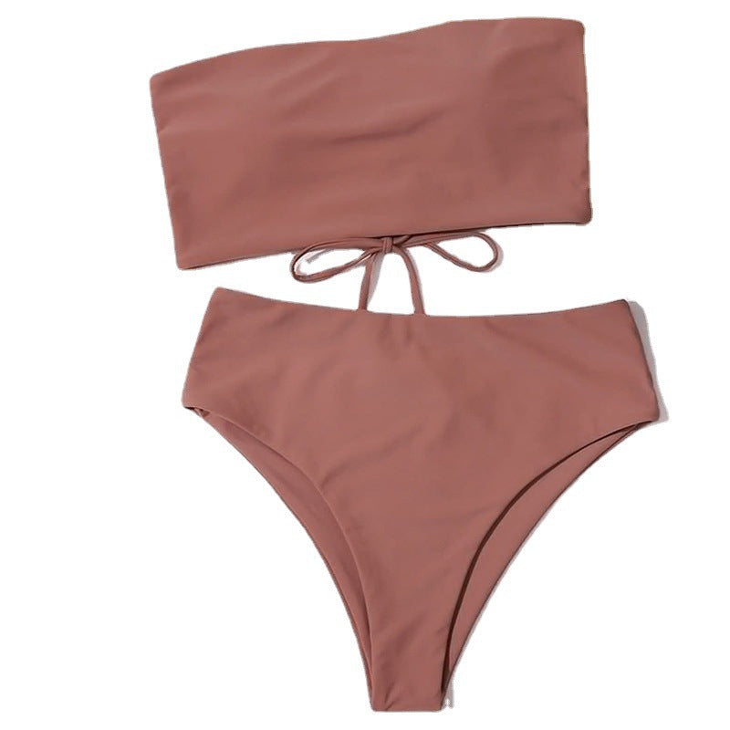 Damen Bandeau-Bikini Set mit hochgeschnittenem Slip R&B