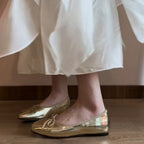 Damen elegante Ballerinas aus hochwertigem Kunstleder mit dekorativem Schleifenakzent R&B