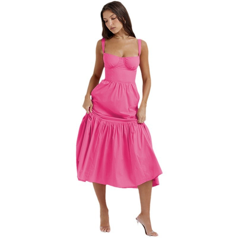 Damen Boho Maxikleid mit romantischem Blumendruck und voluminösem Rock R&B