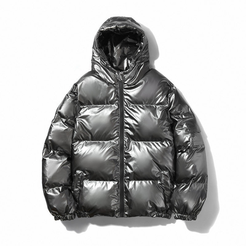 Unisex nan glänzende Steppjacke mit Kapuze, wärmeisolierender Füllung und winddichter Membran R&B