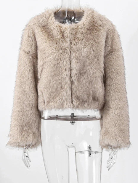 Damen Kuschelige und elegante Kunstfelljacke R&B