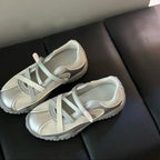Damen Sportliche Sneakers mit modernem Netzdesign und elastischen Riemen R&B