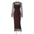 Damen Elegantes Kleid mit transparenten Spitzenärmel R&B