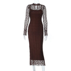 Damen Elegantes Kleid mit transparenten Spitzenärmel R&B