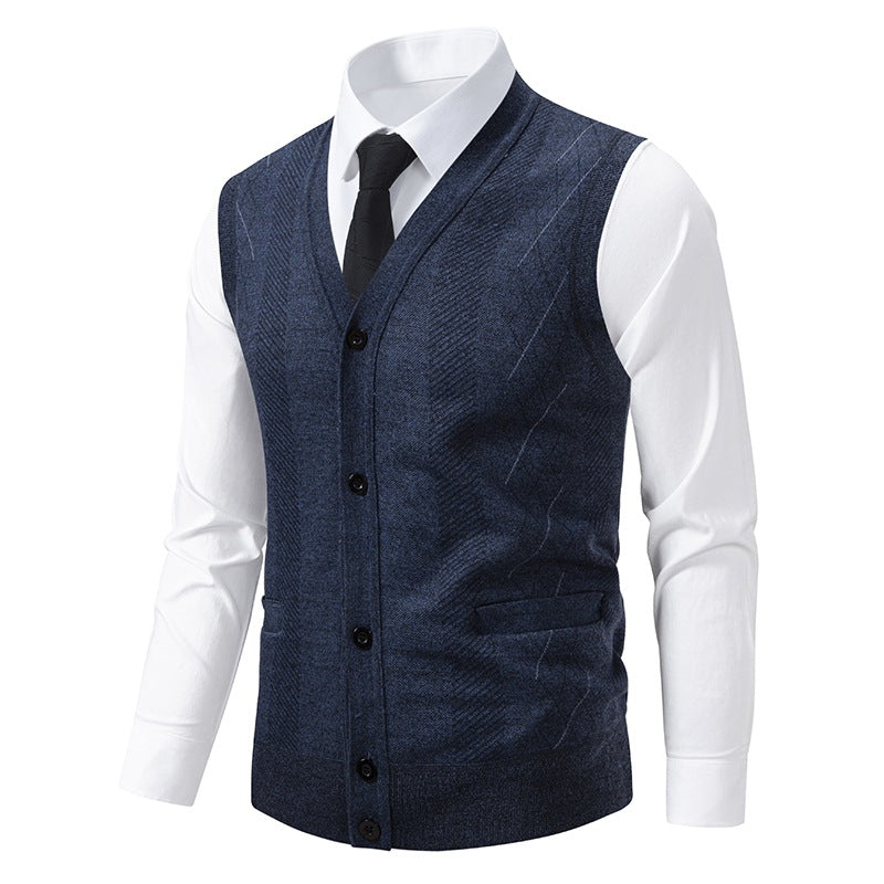 Herren elegante Weste mit strukturiertem Design und praktischen Taschen