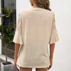 Damen Shirt mit Spitzenärmeln und fließender Passform