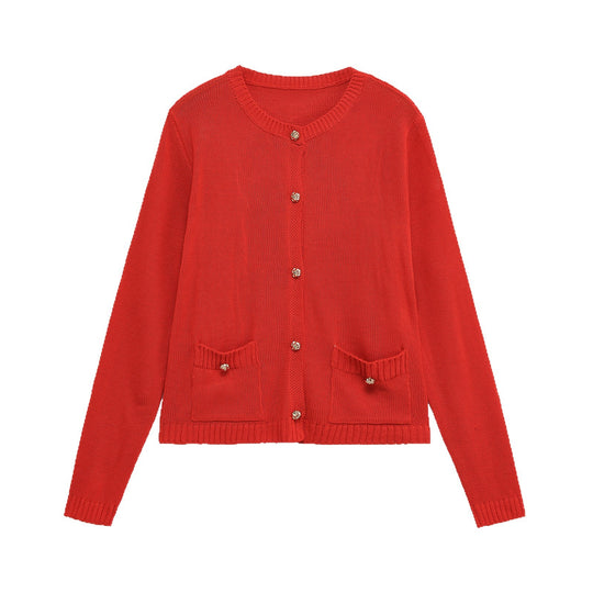 Damen elegante Strickjacke mit praktischen Taschen R&B