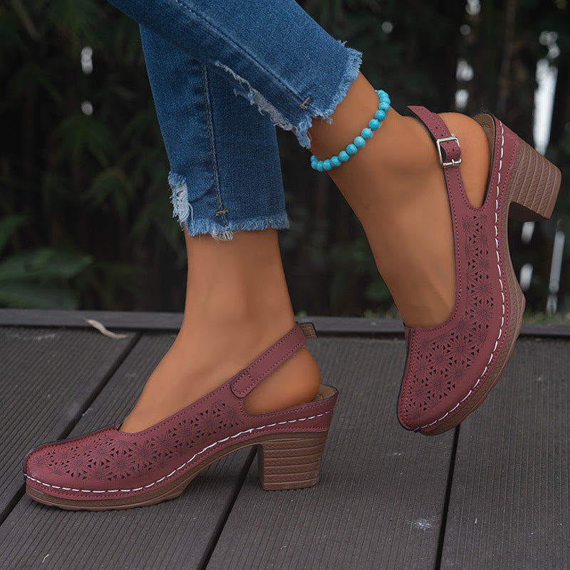 Damen Slingback-Pumps mit elegantem Cut-Out-Design und komfortablem Blockabsatz R&B