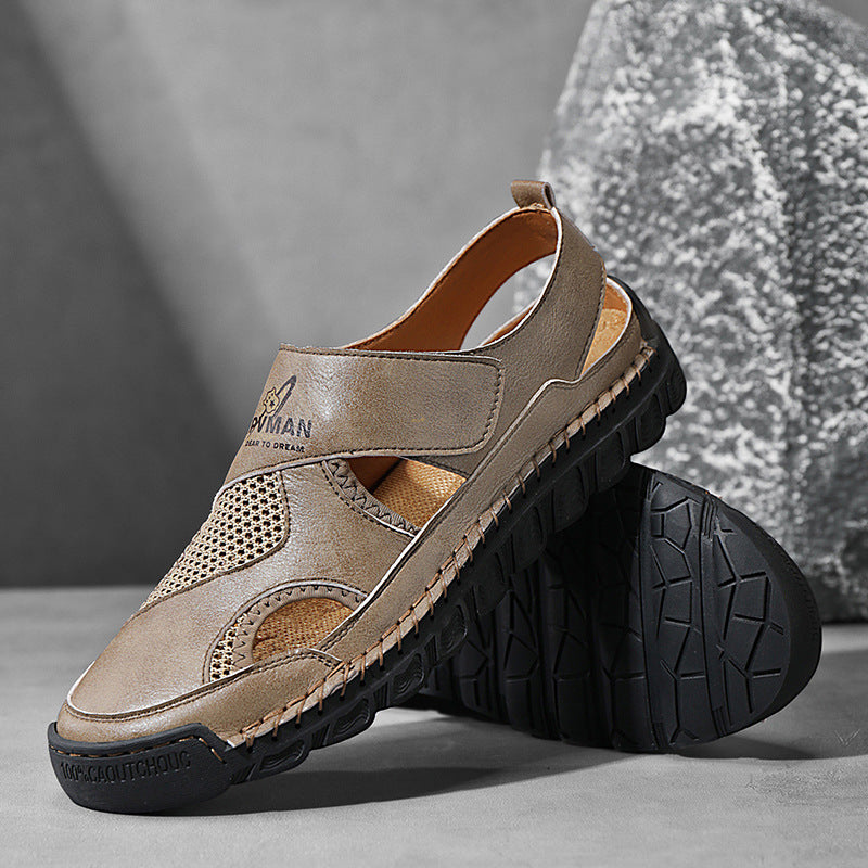 Damen Atmungsaktive Leder-Sandalen mit verstellbarem Klettverschluss R&B