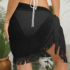 Damen transparenter Strandüberwurf mit Quasten R&B
