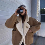 Damen Oversized-Winterjacke mit Plüsch R&B