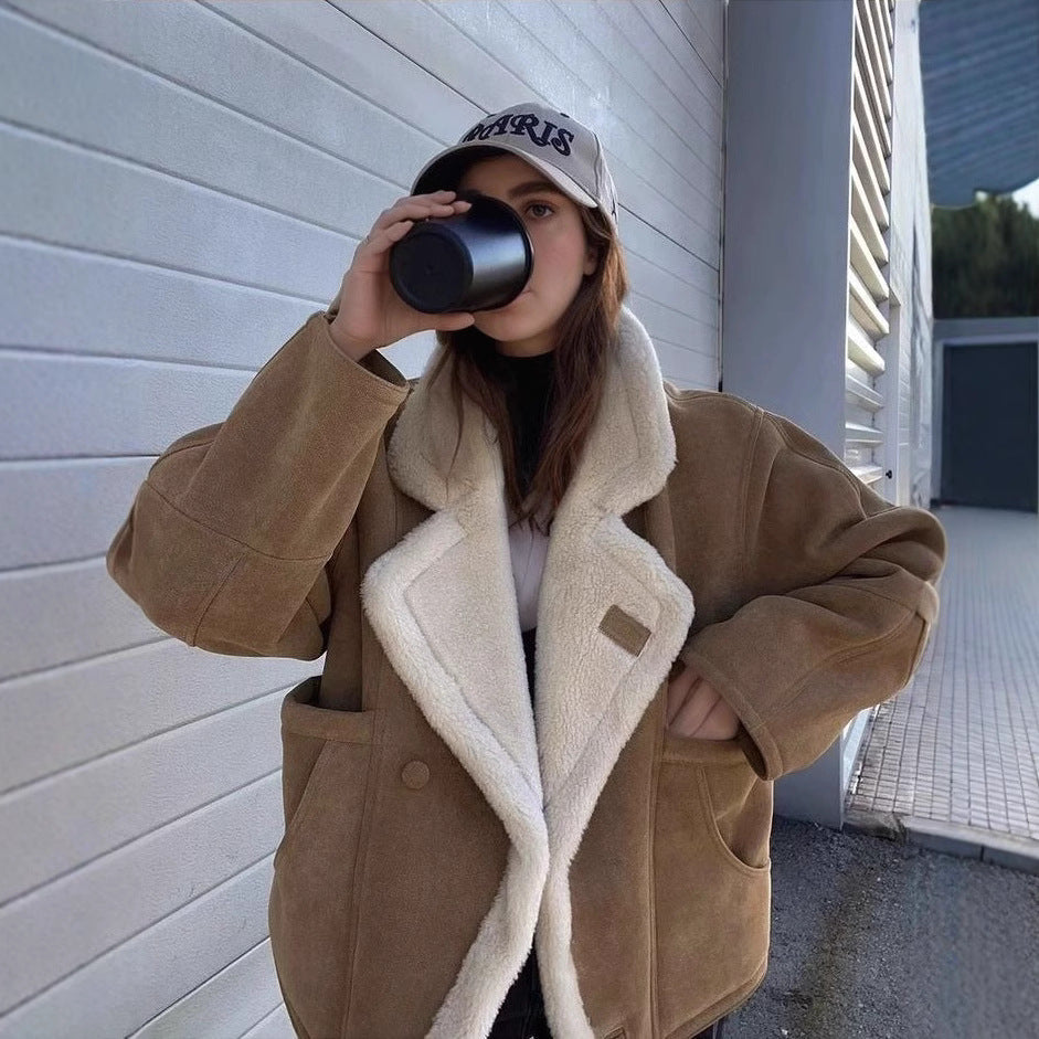 Damen Oversized-Winterjacke mit Plüsch R&B