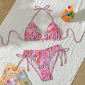 Damen Triangel-Bikini mit verstellbaren Trägern und floralen Akzenten R&B