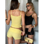 Damen Lässiges Oberteil und Shorts Set mit feinem Strukturdesign R&B