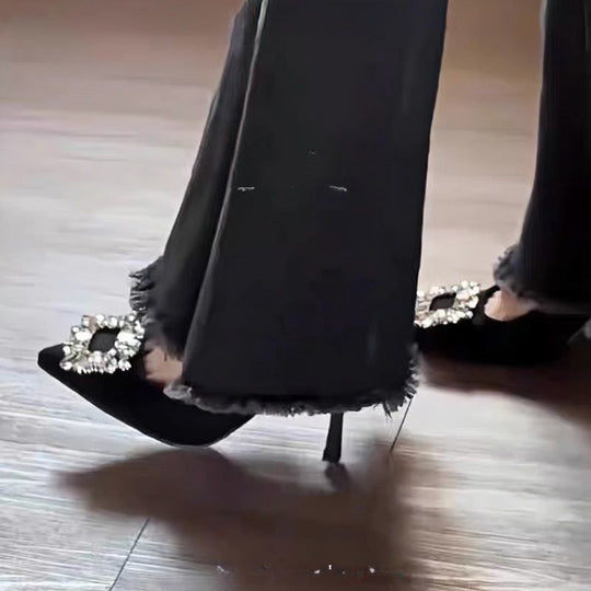 Damen elegante Stiletto-Pumps mit funkelndem Schnallenakzent R&B