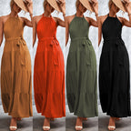 Damen Maxikleid mit schickem Halterdesign und fließendem Rock R&B