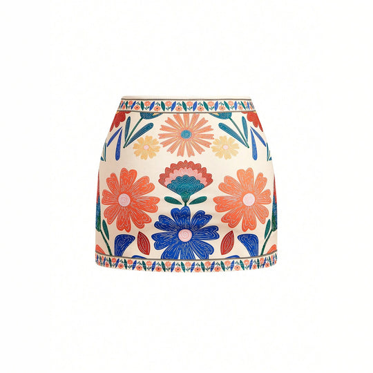 Damen Blumenmuster Badeanzug mit passendem Rock R&B