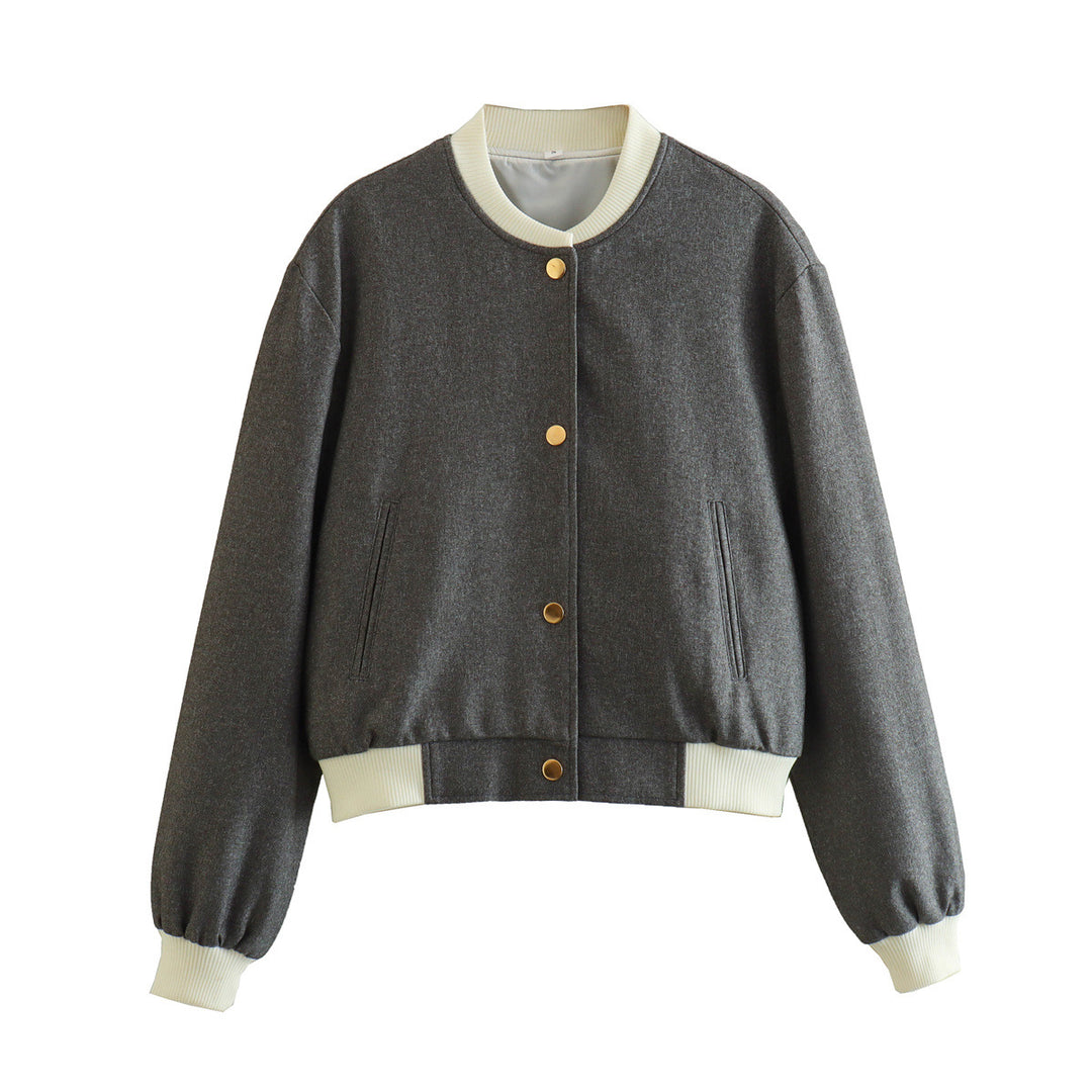 Damen modische Bomberjacke mit kontrastierenden Details R&B