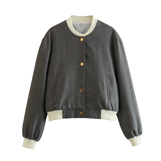 Damen modische Bomberjacke mit kontrastierenden Details R&B