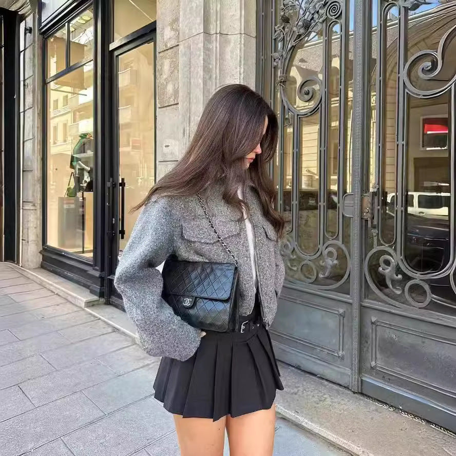 Damen modische cropped Wolljacke R&B