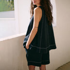 Damen lässiges Top und Shorts Set mit weitem Schnitt R&B