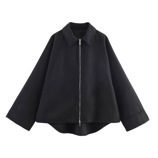 Damen minimalistische Übergangsjacke mit hohem Kragen R&B