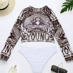 Damen Sportlicher Crop-Top mit langem Arm und eleganten Print R&B