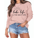 Damen Sweatshirt mit kreativem Druck und lässiger Passform R&B