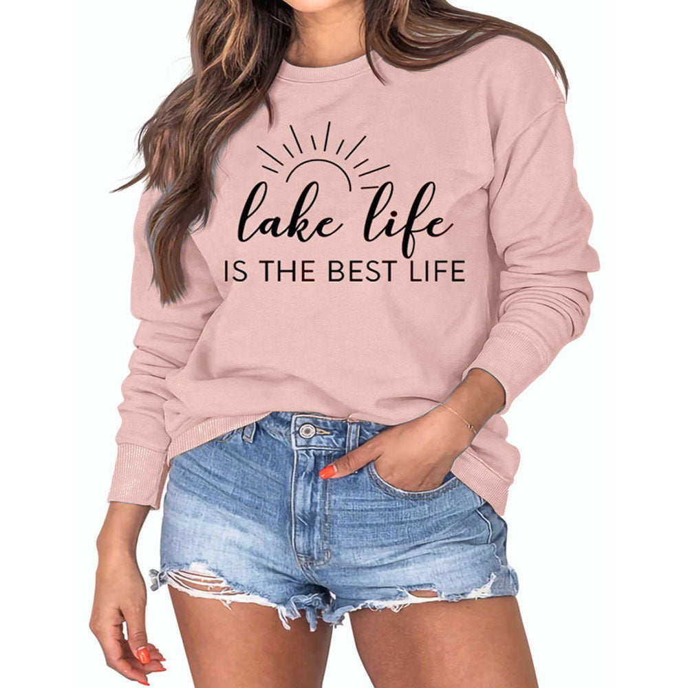 Damen Sweatshirt mit kreativem Druck und lässiger Passform R&B