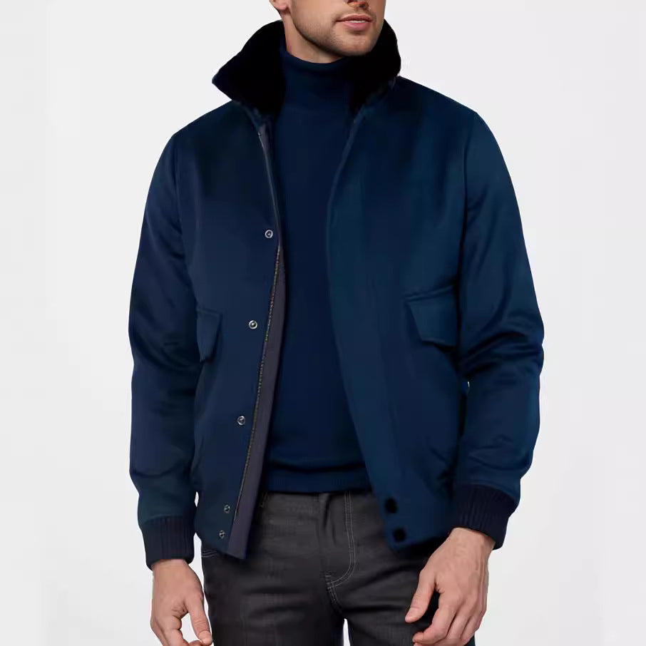 Herren stilvolle Übergangsjacke mit weichem Kragen und praktischen Eingrifftaschen R&B