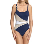 Damen Einteiler Badeanzug mit elegantem Farbverlauf und modischen Trägerdetails R&B