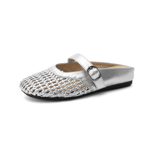 Damen Mokassins mit dekorativem Flecht-Design und verstellbarem Riemen R&B