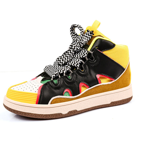 Damen Sportliche High-Top Sneakers mit innovativem Mehrfarbigem Schnürsystem R&B