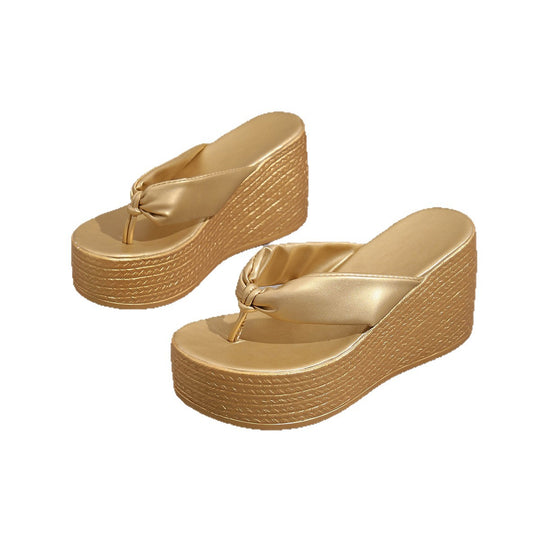 Damen Wedge-Zehentrenner mit eleganter Knotenapplikation R&B