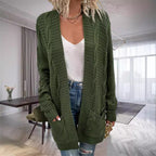 Damen Grobstrickcardigan mit seitlichen Taschen und feinem Muster R&B
