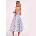 Damen Midi-Kleid mit elegantem Chiffon und floralen Applikationen R&B