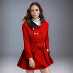 Damen klassischer Mantel mit elegantem Kragen und abnehmbarer Kapuze R&B