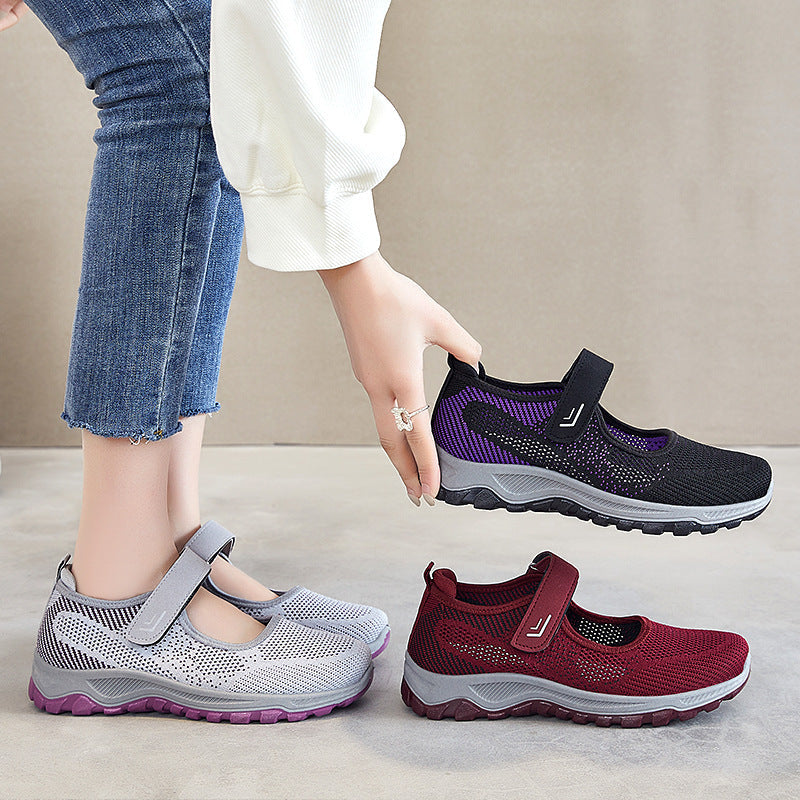 Damen Atmungsaktive Slip-On Sportschuhe mit verstellbarem Klettverschluss R&B