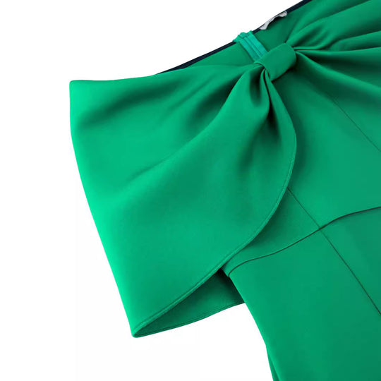 Damen figurbetontes Abendkleid mit abnehmbarem Tüllüberwurf und Schleifen-Detail R&B