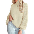 Damen Strickpullover mit rollkragen und strukturierten Ärmeln R&B