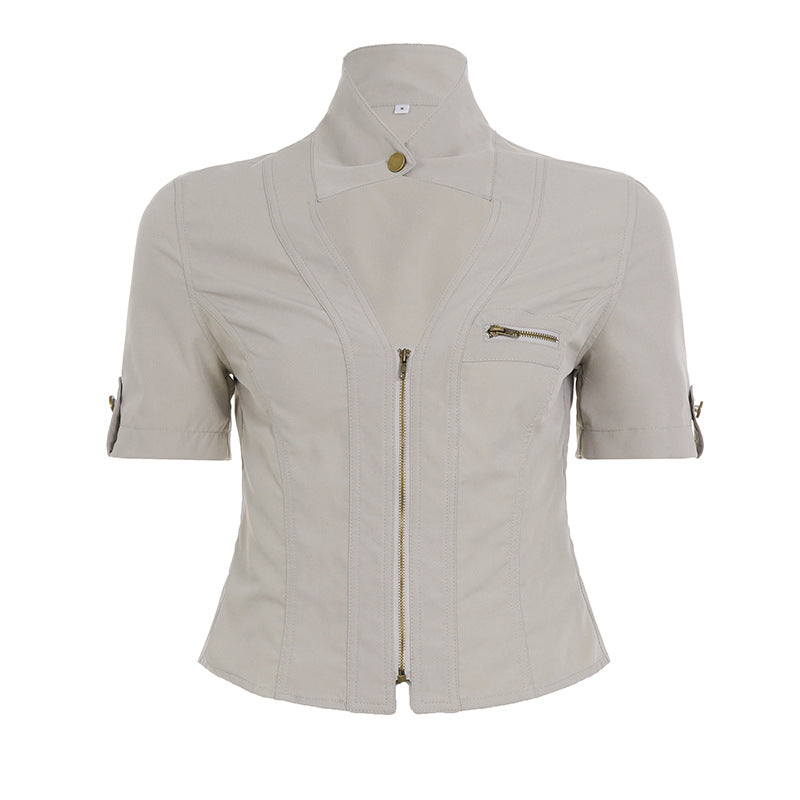 Damen modische Kurzjacke mit strukturiertem Schnitt und praktischen Brusttaschen R&B