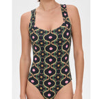 Damen Einteiler Badeanzug mit floralem Design und breiten Trägern R&B