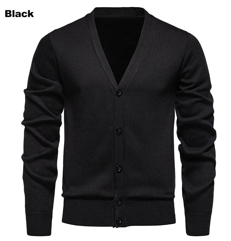 Herren kuschelige Strickjacke mit V-Ausschnitt und Knopfleiste R&B