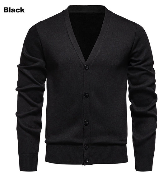 Herren kuschelige Strickjacke mit V-Ausschnitt und Knopfleiste R&B
