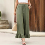 Damen Weite Freizeithose mit Rüsche R&B