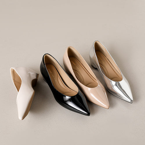 Damen elegante spitze Pumps mit metallic Oberfläche R&B