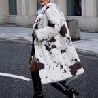 Damen Luxuriöse Kunstfelljacke mit auffälligem Tiermuster R&B